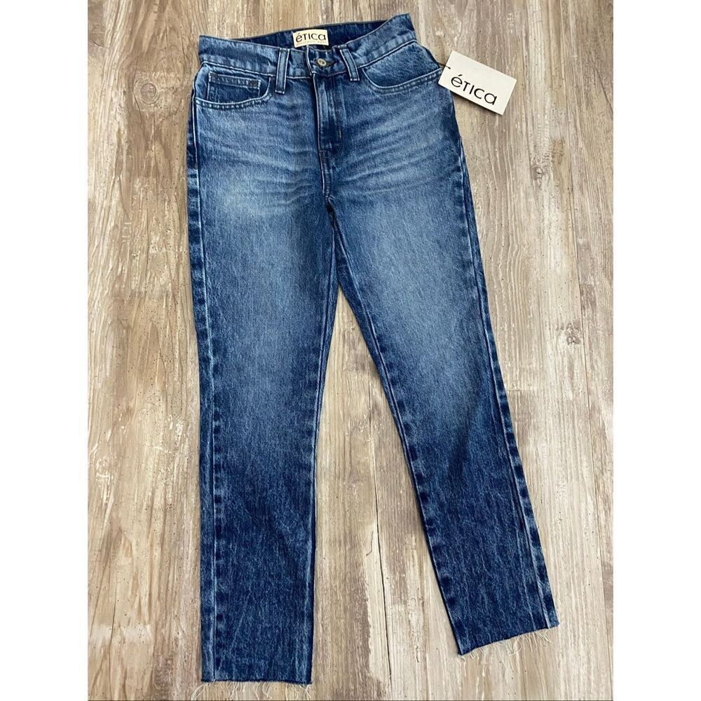 Etica Mid Rise Skinny Jeans Ankle Crop Raw Hem Stonewashed NWT Women’s Sz 4
